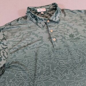 Peter Millar Summer Comfort Mens Size Large Green Camo Golf Polo Performance